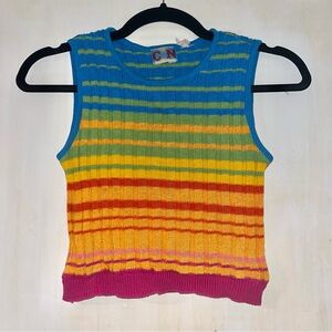 Y2K Rainbow striped knit cropped tank top